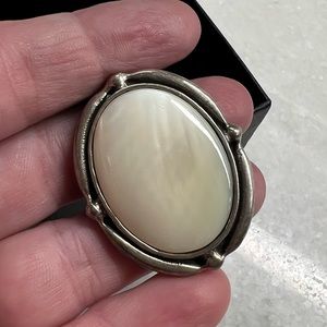 Rare, Vintage 925 Sterling Silver Mother of Pearl gilt brooch Pin or pendant